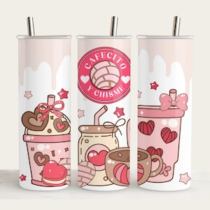 Valentine Cafecito Y Chisme Tumbler Wrap png/Valentine Sublimation/Tumbler Template/Mexican PNG Designs/Concha Sublimation/pan dulce