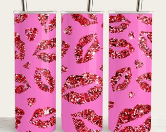 Bling Lips Tumbler Wrap: Valentine Sublimation Design (PNG)