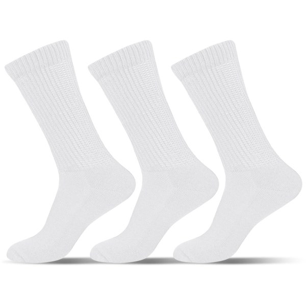 3 Pairs Diabetic Cotton Non-Binding Soft Wide Loose Top Socks for Mens Womens