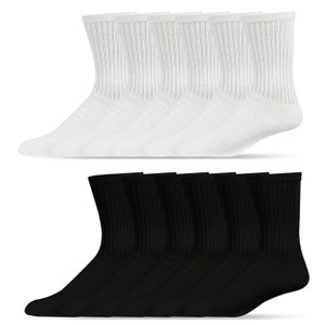 May include: A set of 10 pairs of crew socks, 5 white and 5 black. The socks are made of a soft, comfortable material and are perfect for everyday wear.