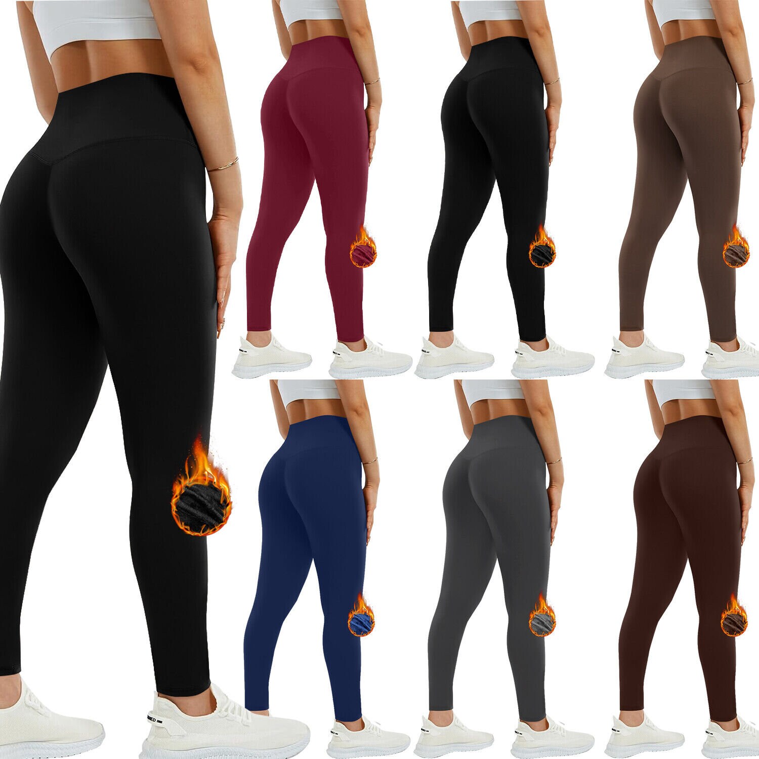 Solid High Waisted Workout Leggings with Side Pockets