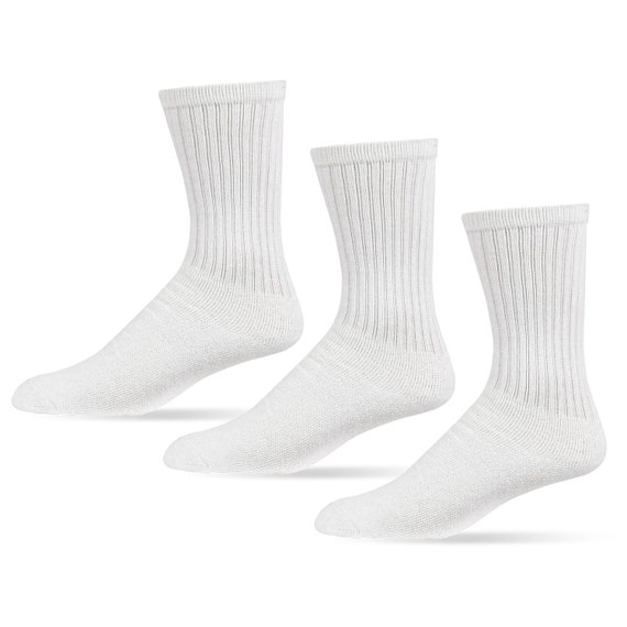 3 Pairs Men Sport Athletic Work White 2 Tones Crew