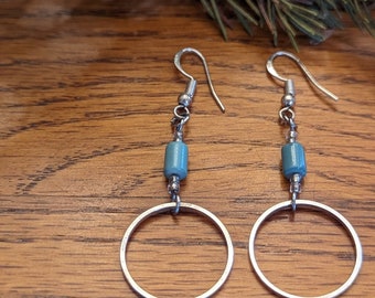 Handmade teal dangle earrings!