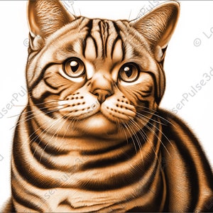 American Shorthair Laser Engrave Image | Laser Burn PNG File | 3D Laser Ready File | High Resolution Photo | 3D Illusion Graphics
