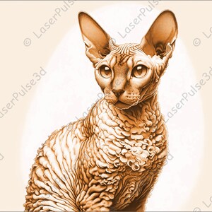 Cornish Rex Cat Laser Engrave Image | Laser Burn PNG File | 3D Laser Ready File | High Resolution Photo | 3D Illusion Graphics