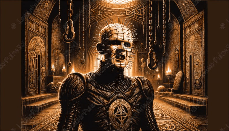 Detailed Pinhead Pin Monster Laser Engrave Image | Laser Burn PNG File | 3D Laser Ready ...