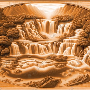 Schöne Wasserfall Laser Gravur Bild | Laser Brennen PNG Datei | 3D Laser bereit Datei | Foto mit hoher Auflösung | 3D Illusion Grafiken