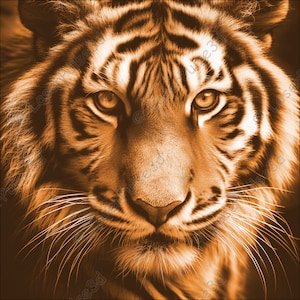 Gazing Tiger Laser Engrave Image | Laser Burn PNG File | 3D Laser Ready File | High Resolution Digital Image | 3D Illusion Graphics