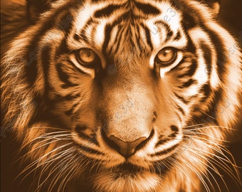 Olhando a imagem gravada a laser do tigre | Arquivo PNG de gravação a laser | Arquivo pronto para laser 3D | Imagem digital de alta resolução | Gráficos de ilusão 3D