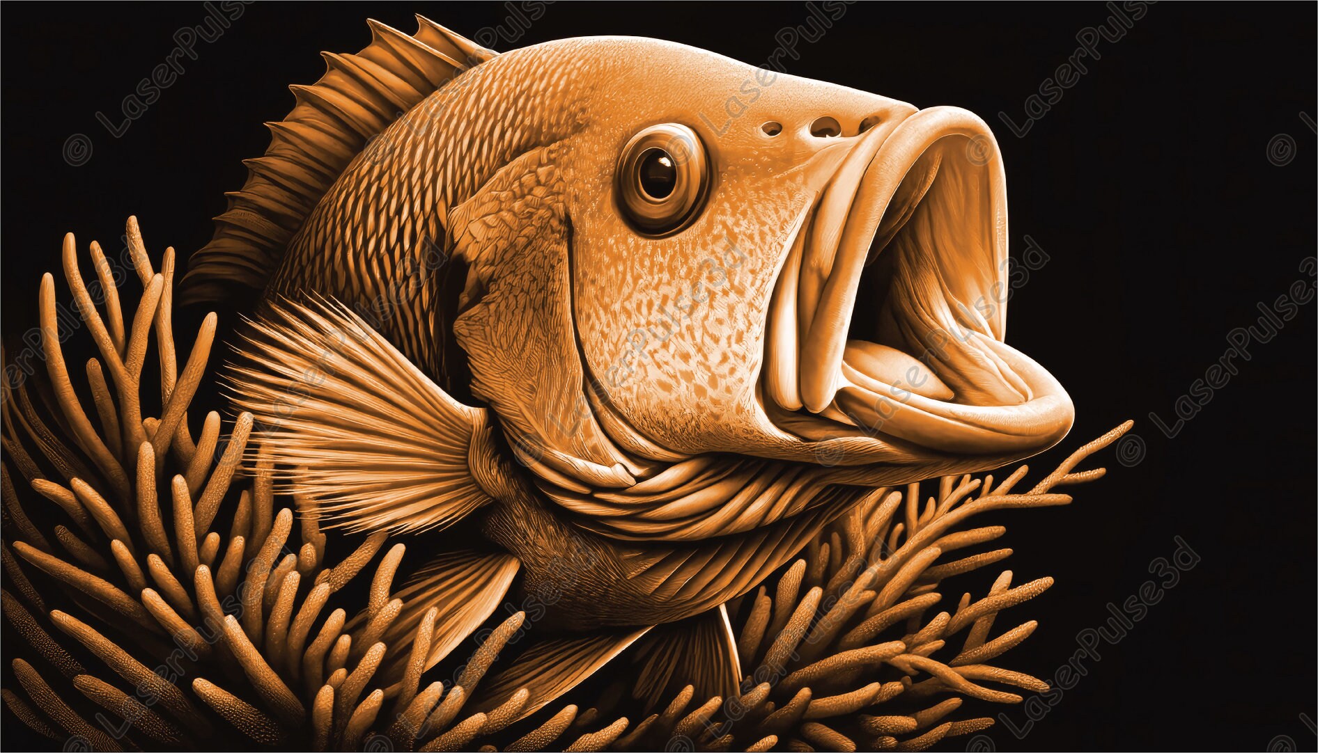 Snapper Graphics Red Snapper Laser Engrave Image | Laser Burn PNG File | 3D Laser Ready ...