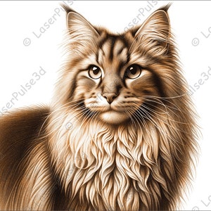 Turkish Angora Laser Engrave Image | Laser Burn PNG File | 3D Laser Ready File | High Resolution Photo | 3D Illusion Graphics