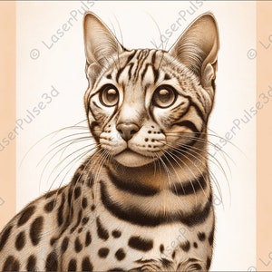 Ocicat Laser Engrave Image | Laser Burn PNG File | 3D Laser Ready File | High Resolution Photo | 3D Illusion Graphics