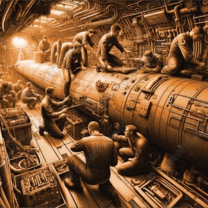 Submarine Crew Laser Engrave Image | Laser Burn PNG File | 3D Laser Ready File | High Resolution Photo | 3D Illusion Graphics
