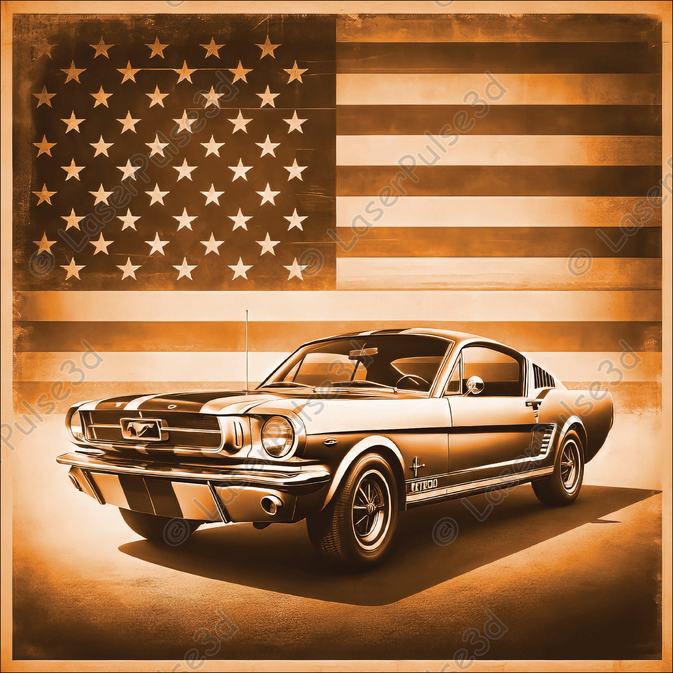 Vintage American Car Laser Engrave Image | Laser Burn PNG File | 3D Laser Ready File | High Resolution Photo | 3D Illusion Graphics