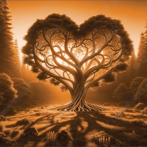 Heart Shaped Tree Laser Engrave Image | Laser Burn PNG File | 3D Laser Ready File | High Resolution Photo | 3D Illusion Graphics