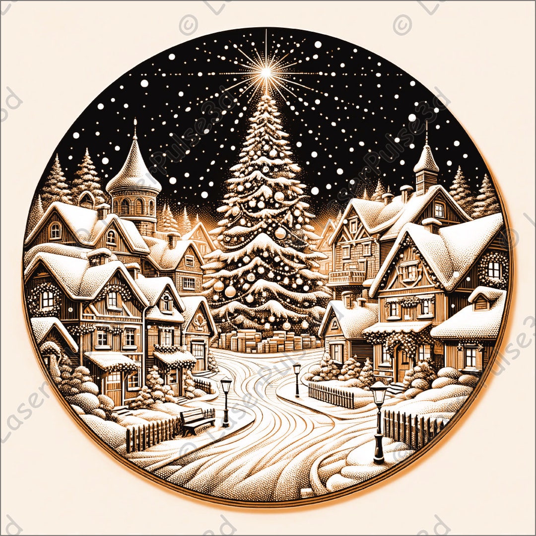 Christmas Village Laser Engrave Image Laser Burn PNG File 3D Laser Il 1080xN.5579136198 593e
