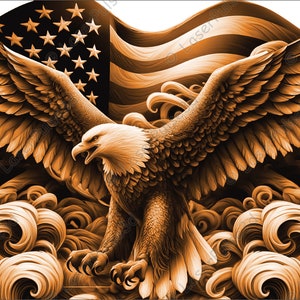 American Eagle Flag Laser Engrave Image | Laser Burn PNG File | 3D Laser Ready File | High Resolution Photo | 3D Illusion Graphics