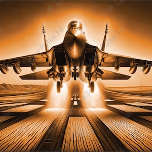Fighter Jet Runway Laser Engrave Image | Laser Burn PNG File | 3D Laser Ready File | High Resolution Photo | 3D Illusion Graphics