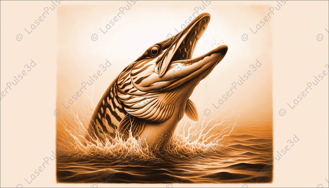 Musky Graphics Muskie Laser Engrave Image | Laser Burn PNG File | 3D Laser Ready File ...