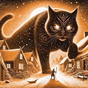 Christmas Cat Laser Engrave Image | Laser Burn PNG File | 3D Laser Ready File | High Resolution Photo | 3D Illusion Graphics