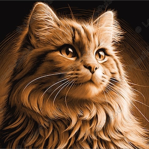 Norwegian Forest Cat Laser Engrave Image | Laser Burn PNG File | 3D Laser Ready File | High Resolution Photo | 3D Illusion Graphics