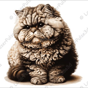Selkirk Rex Cat Laser Engrave Image | Laser Burn PNG File | 3D Laser Ready File | High Resolution Photo | 3D Illusion Graphics