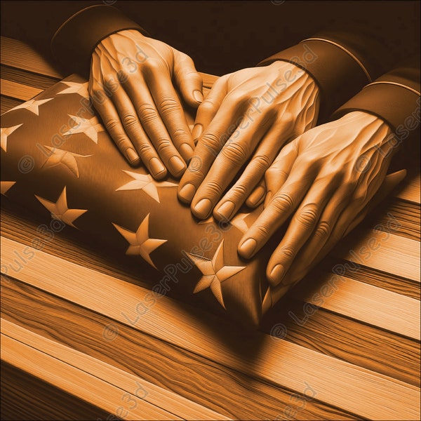 Folded American Flag Laser Engrave Image | Laser Burn PNG File | 3D Laser Ready File | High Resolution Photo | 3D Illusion Graphics