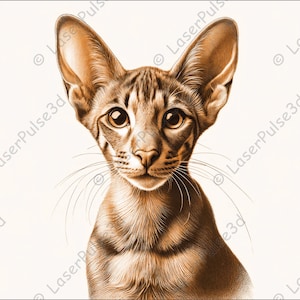 Oriental Shorthair Laser Engrave Image | Laser Burn PNG File | 3D Laser Ready File | High Resolution Photo | 3D Illusion Graphics