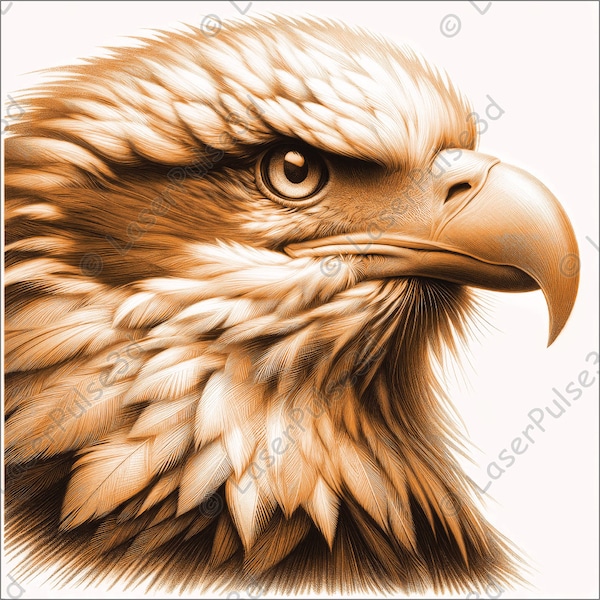 American Bald Eagle Laser Engrave Image | Laser Burn PNG File | 3D Laser Ready File | High Resolution Photo | 3D Illusion Graphics