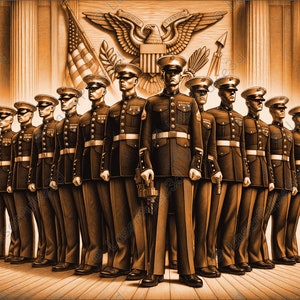 Group Of Marines Laser Engrave Image | Laser Burn PNG File | 3D Laser Ready File | High Resolution Photo | 3D Illusion Graphics