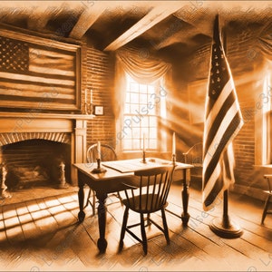 Historic Flag Room Laser Engrave Image | Laser Burn PNG File | 3D Laser Ready File | High Resolution Photo | 3D Illusion Graphics