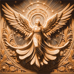 Celestial Angel Laser Engrave Image | Laser Burn PNG File | 3D Laser Ready File | High Resolution Photo | 3D Illusion Graphics