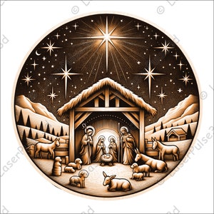 Nativity Scene Laser Engrave Image | Laser Burn PNG File | 3D Laser Ready File | High Resolution Photo | 3D Illusion Graphics