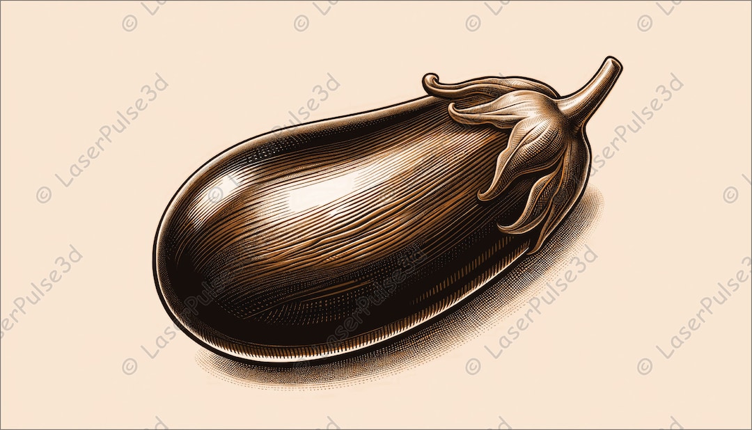 Eggplant Laser Engrave Image Laser Burn PNG File 3D Laser Ready File