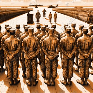 Soldiers In Formation Laser Engrave Image | Laser Burn PNG File | 3D Laser Ready File | High Resolution Photo | 3D Illusion Graphics
