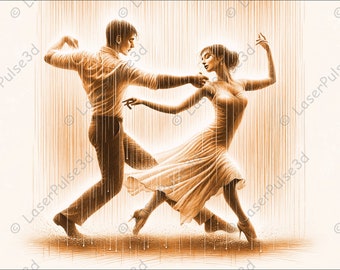 雨の中で踊るカップルのバレンタインレーザー彫刻画像 | レーザー焼き込みPNGファイル | 3Dレーザーファイル | 高解像度写真 | 3Dイリュージョングラフィックス