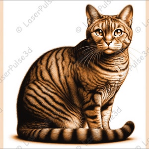 Manx Cat Laser Engrave Image | Laser Burn PNG File | 3D Laser Ready File | High Resolution Photo | 3D Illusion Graphics