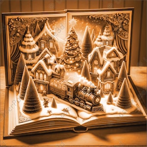 Christmas Fairy Tale Book Laser Engrave Image | Laser Burn PNG File | 3D Laser Ready File | High Resolution Photo | 3D Illusion Graphics