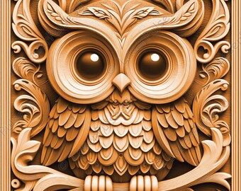 Imagen de grabado láser de búho bebé / Archivo PNG de grabación láser / Archivo listo para láser 3D / Foto de alta resolución / Gráficos de ilusión 3D