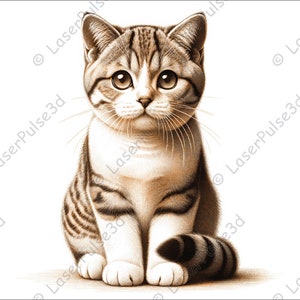 Japanese Bobtail Laser Engrave Image | Laser Burn PNG File | 3D Laser Ready File | High Resolution Photo | 3D Illusion Graphics