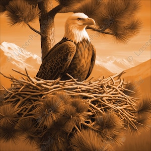 Nesting Eagle Laser Engrave Image | Laser Burn PNG File | 3D Laser Ready File | High Resolution Digital Image | 3D Illusion Graphics