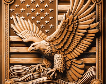 Americal Bald Eagle Laser Engrave Image | Laser Burn PNG File | 3D Laser Ready File | High Resolution Photo | 3D Illusion Graphics