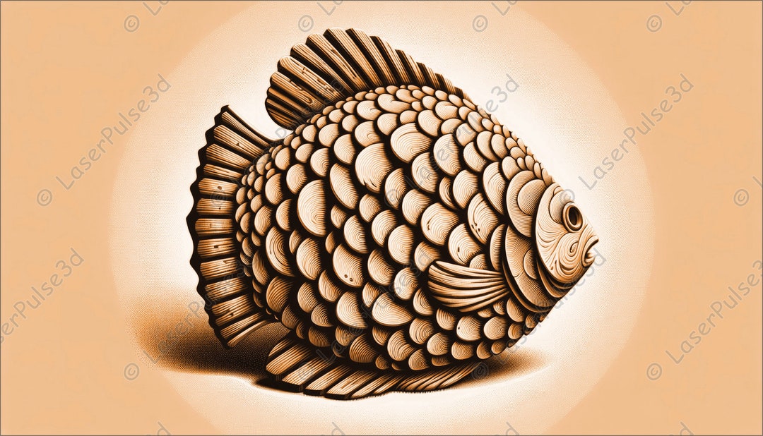 Fish With Scales Laser Engrave Image | Laser Burn PNG File | 3D Laser ...