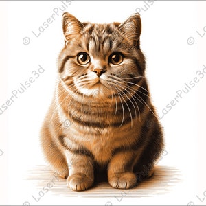 British Shorthair Cat Laser Engrave Image | Laser Burn PNG File | 3D Laser Ready File | High Resolution Photo | 3D Illusion Graphics