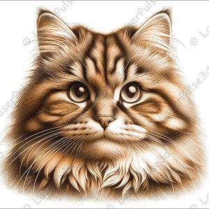 Siberian Cat Laser Engrave Image | Laser Burn PNG File | 3D Laser Ready File | High Resolution Photo | 3D Illusion Graphics