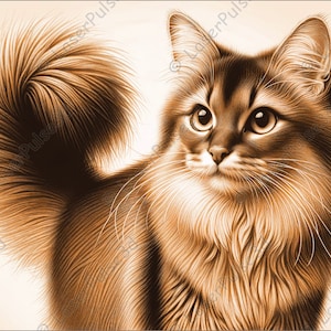 Somali Cat Laser Engrave Image | Laser Burn PNG File | 3D Laser Ready File | High Resolution Photo | 3D Illusion Graphics
