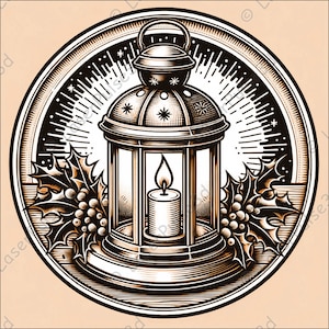 Weihnachtslaterne Laser gravieren Bild | Laser Brennen PNG Datei | 3D Laser bereit Datei | Foto mit hoher Auflösung | 3D Illusion Grafiken