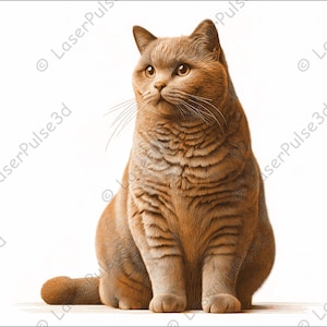 Chartreux Cat Laser Engrave Image | Laser Burn PNG File | 3D Laser Ready File | High Resolution Photo | 3D Illusion Graphics
