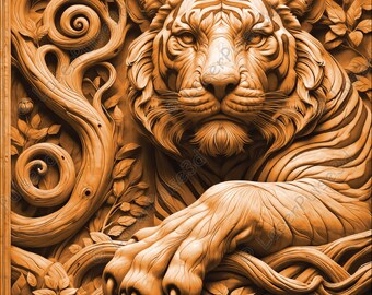 Imagem de gravação a laser de vida selvagem de retrato de tigre | Arquivo PNG de gravação a laser | Arquivo pronto para laser 3D | Foto de alta resolução | Gráficos de ilusão 3D