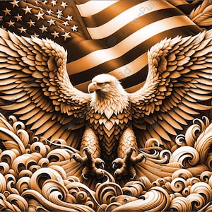 American Eagle Flag Laser Engrave Image | Laser Burn PNG File | 3D Laser Ready File | High Resolution Photo | 3D Illusion Graphics